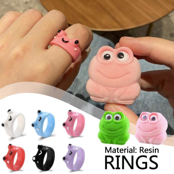 Frog Ring Söt Frog Ring Box Par Ring Tillbehör Present] White One size