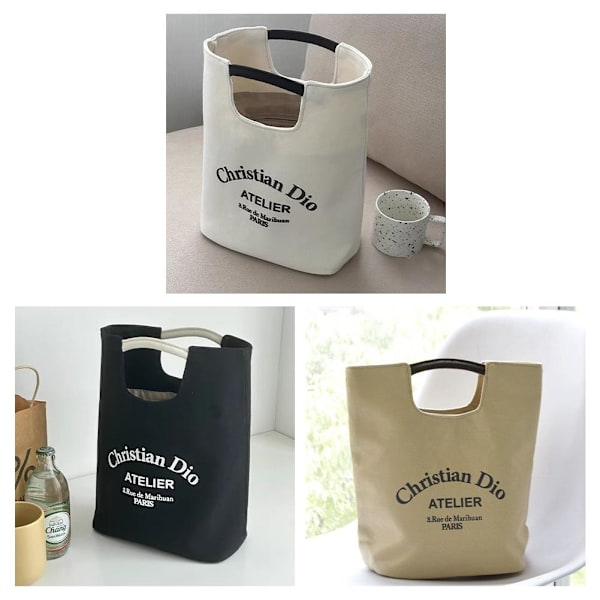 Enkel Vardaglig Bokstav Canvas Väska Stor Kapacitet Dam Handväska M8y8 Khaki onesize