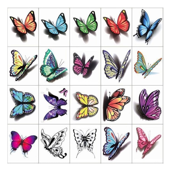 Tatuering Tillfällig Vattentät Klistermärke Falsk Arm Kropp Ärm Män Konst Kvinnor X9W4  20 stereoscopic butterflies 5*7cm