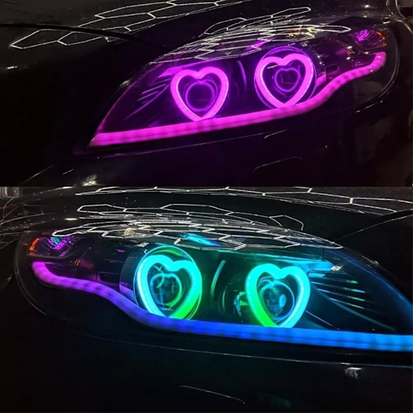 Rgb Färgglada Kärlek Led Modifierade Bilstrålkastare Kärlek Dekorativ App Mobil Bluetooth Bländare C4n8