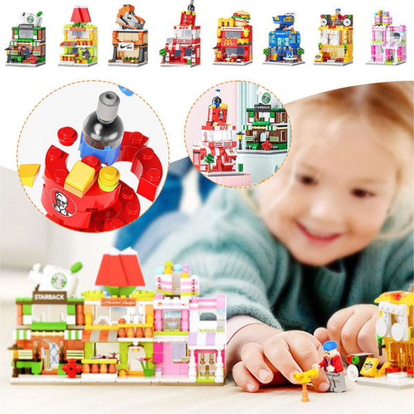 City Building Blocks Leksaker Mini Street View Montering Toy Urban Supermarket one-size