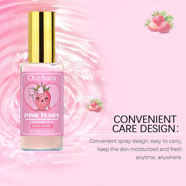Parfymerad kroppsmistspray 50 ml Långvarig doft av jordgubbsmysk.