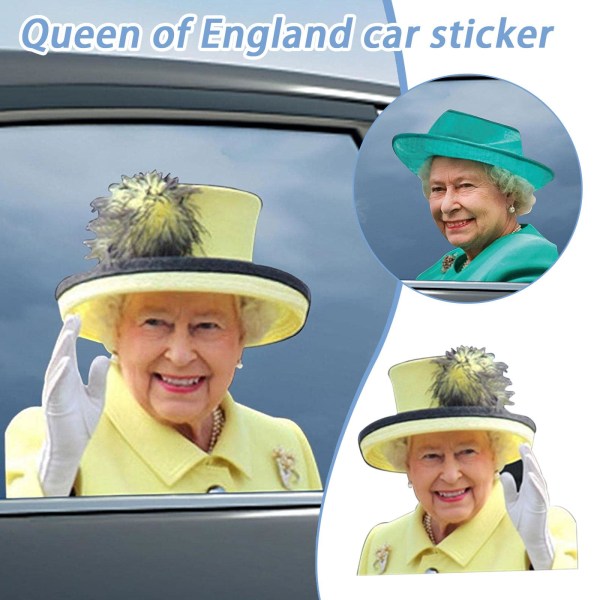 Queen of England Elizabeth Car Window Decals Funny Queen Elizabe right blue One-size