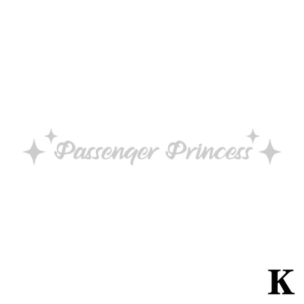 Passenger Princess Decal Sticker, Princess Sticker, Back View Mir Silver 10CM*2CM