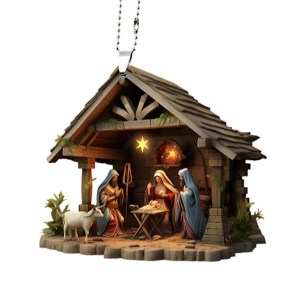 Julkrubba Ornament, Akryl 2D Jesu Födelse Style 6 1pcs