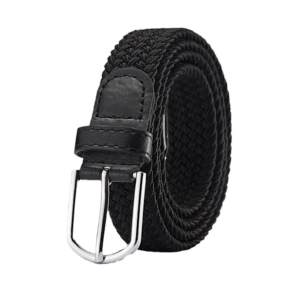 Vävt elastiskt stretchbälte i canvas för män och kvinnor, utan hål V9k1 Black One size