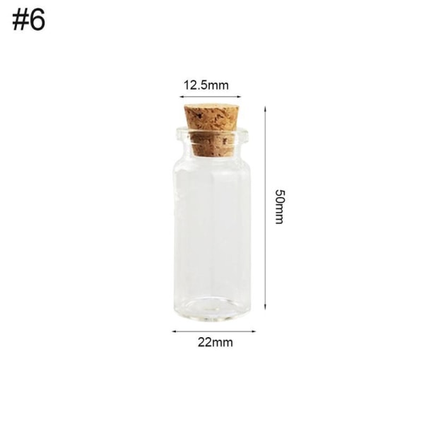 10x Mini Tom genomskinlig glasflaska med kork Liten liten flaska burk TransparentF 22*50*12.5 10pcs