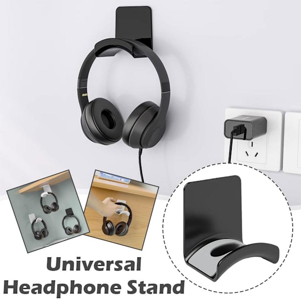 Hörlursställ Universal Hörlurs Headset Hängare Hook Vägg UK black Under the table