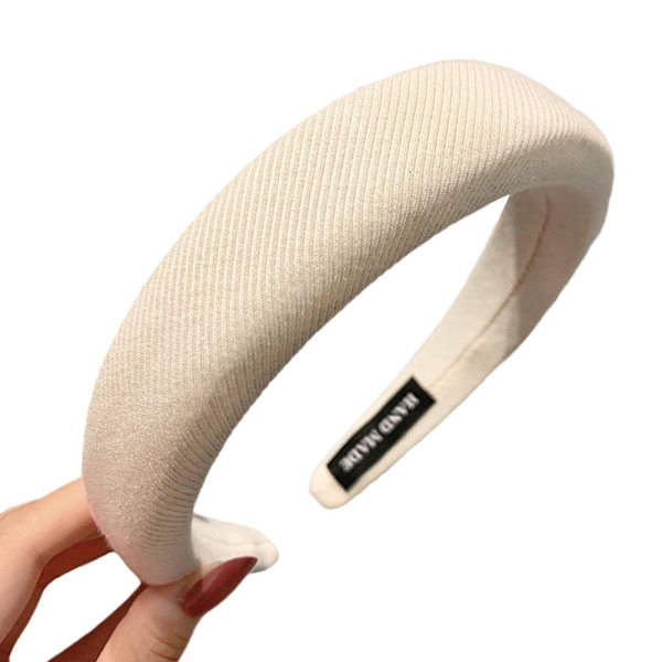 Hårband för damer, vadderat hårband, brett svamphårband, accessoar Hot W4 beige one-size