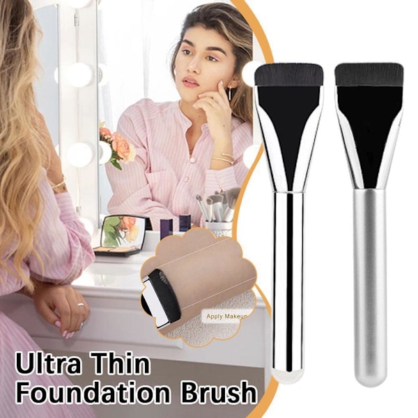 Kosmetisk Smink Platt Huvud Foundation Rouge Bronzer Kontur Concealer Borste V0A1 sliverB rubber handle