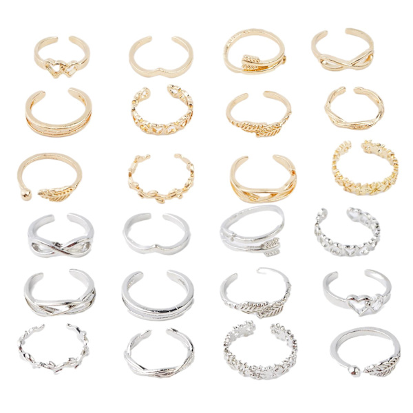 12 st Dam Tåring Knogring Set Retro Boho Fotring Dam Set Smycken gold 12pcs