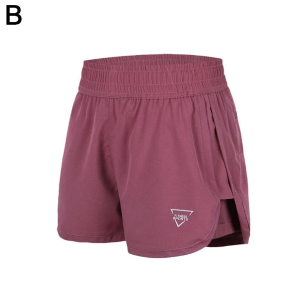 Sports Gym Yoga Dubbellagers elastiska shorts för kvinnor, storlekar S,M,L red S