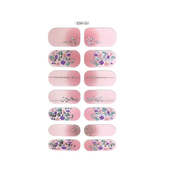 Europeisk amerikansk mode tryckt 3D nagelstickers helt täckta med nagellacksfilm glitter P4o8 	A 1pcs