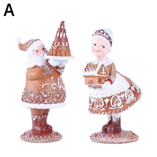 Tomte och Mrs.Santa Julfigurer Harts Tomtepar Holid brown 1 set