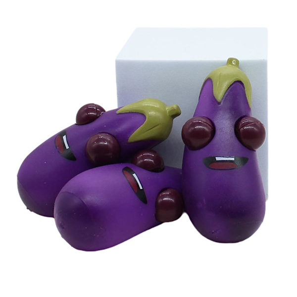 Klämleksak Lila Aubergine Mjuk Stresslindring Avslappning Grönsak A0E5