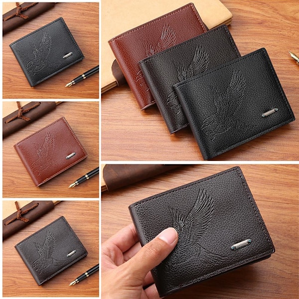 Herrplånbok Mode Retro Kort Plånbok Högkvalitativ Kort Pu-Korthållare Läder Herr Casual Q1q2 dark brown onesize