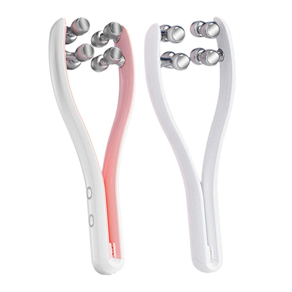 EMS Ansiktslyft Roller RF Dubbelhaka V Formad Massager Ansikte F0J8 pink One-size
