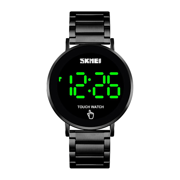 Skmei 1550 LED Klocka Enkel Modeklocka Stålarmband Vattentät Klocka Digital Display T9H2 Black One size