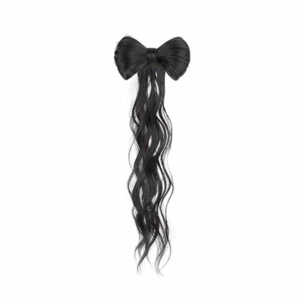 Bowknot Half Tie High Ponytail Kvinnlig hästsvans Peruk Huvudbonader Hög black brown 1pcs