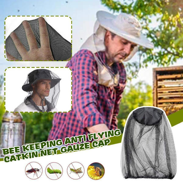 1/5/10 Mygga Mygg Insekt Hatt Bug Mesh Huvudnät Ansiktsskydd Y0H7 blackA One-size 10pcs