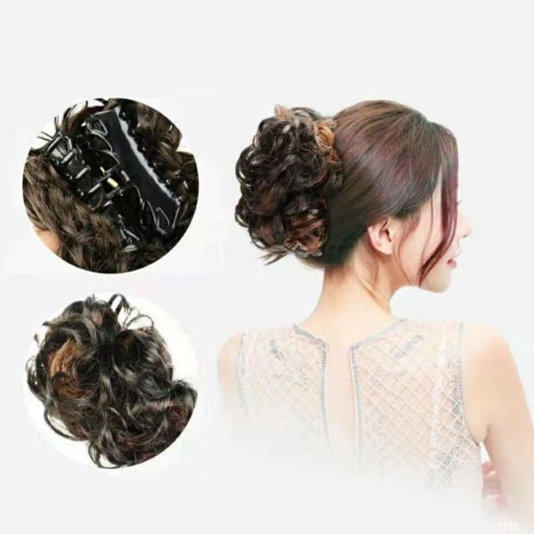 Clip In Hair Messy Bull Hair Extensions Updo Scrunchie Hairpiece light brown 1pcs