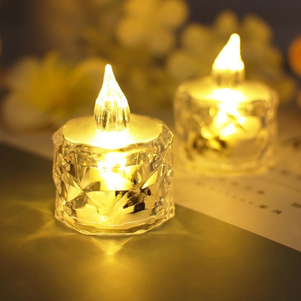 Flameless LED Värmeljus Fladdrande Batteridrivna Juldekorationer L4U6 Transparent One size