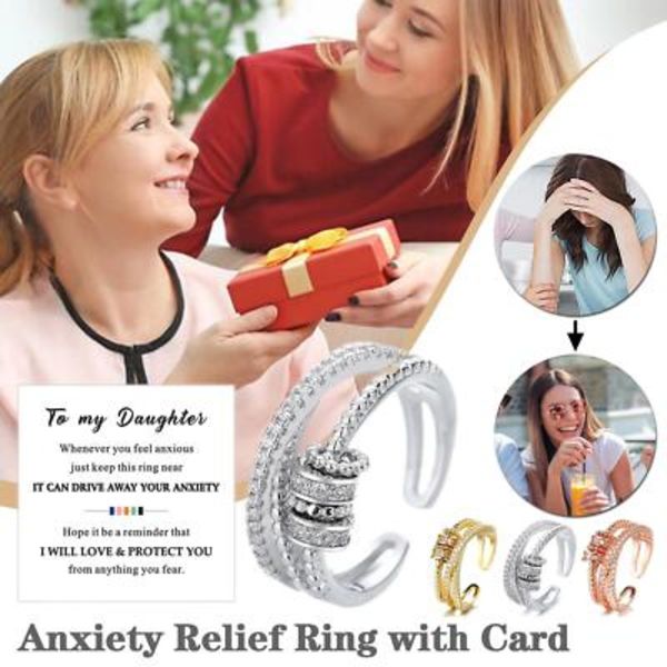 Till Min Dotter Fidget Ringar Anti-Ångest med Pärlspinner MED KORT☆
