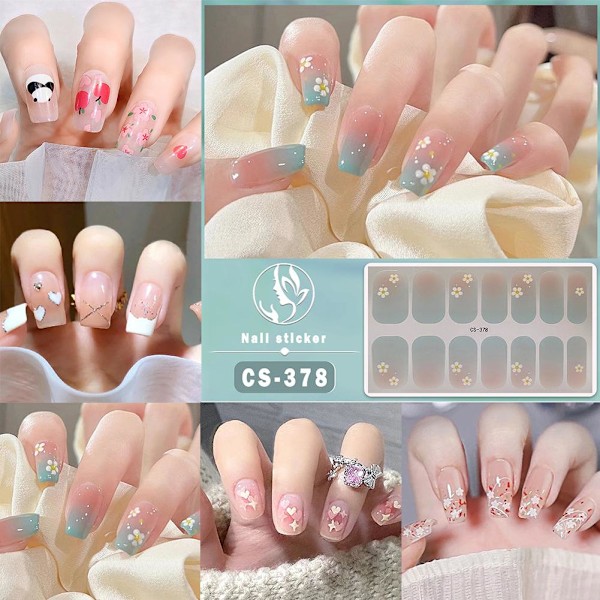 NYA 14 Remsor Nagelsticker Självhäftande DIY Snygga Naglar CS381 14pcs