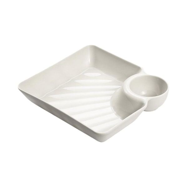 1 st Plast Snack Serveringsbricka Fyrkantig Design Dumplings Dipping white one-size