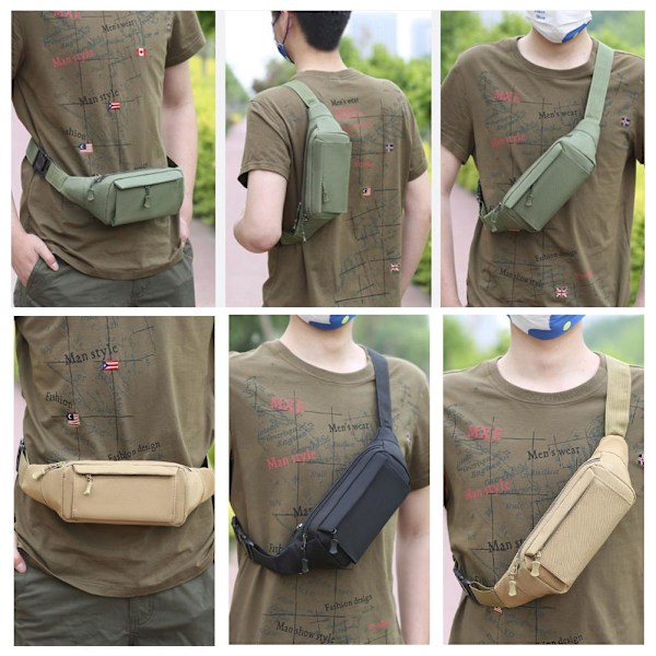 Ny Midjeväska för Män Mobiltelefonväska Multifunktionell Kamouflage Sportväska Crossbody Väska V9X7 Khaki onesize