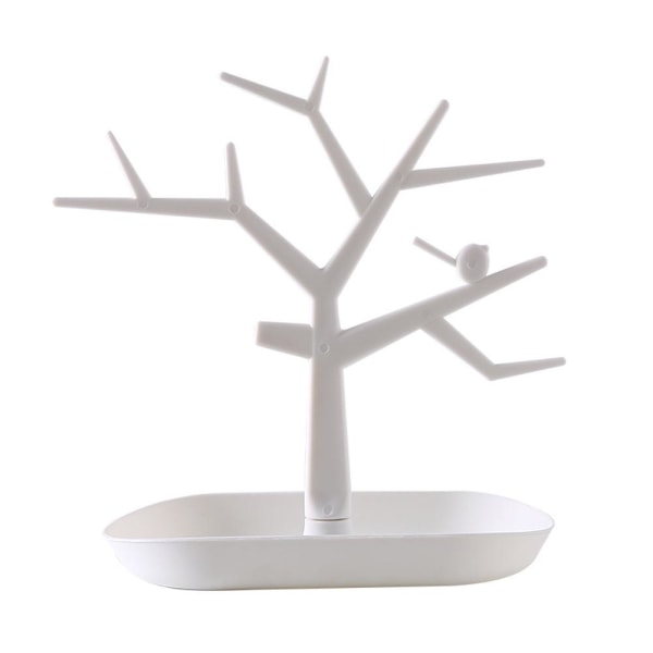 Bird Tree Key Holder Smyckesförvaringsställ Desktopförvaringsställ C white antler design 1PC