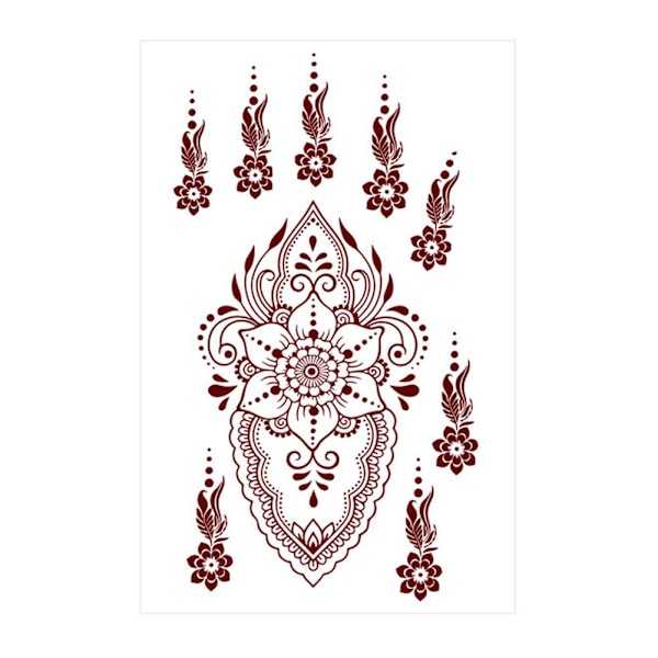 12 Stil Brun Henna Brun Spets Temporära Tatueringar Klistermärke För Kvinnor Mehndi Klistermärken För Hand O9o2 style 2 1pcs