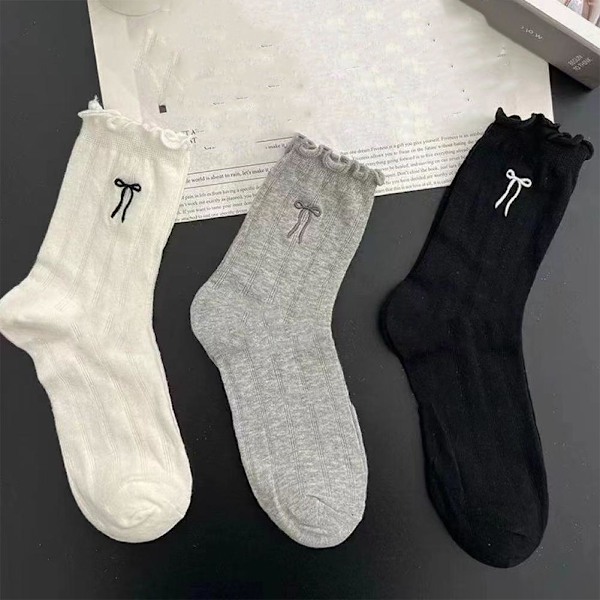 Flickas Tunn Andningsbar Broderad Rosett Japansk Typ Kvinnors Swe White One size