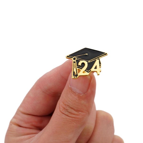 Examenmössa Lapel Nål 2024, Examenmössa Emalj Lapel Nål BlackA ONE-SIZE 2pcs