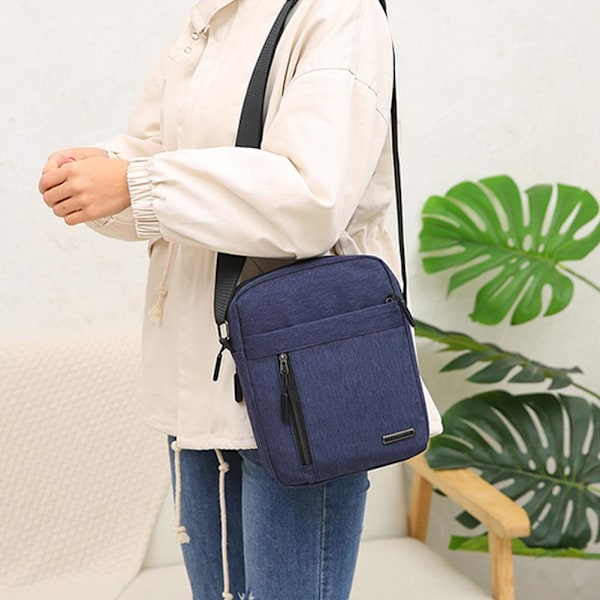 Liten axelremsväska Nylon Multi Pocket Portabel pojkväska C1T4 Black One size