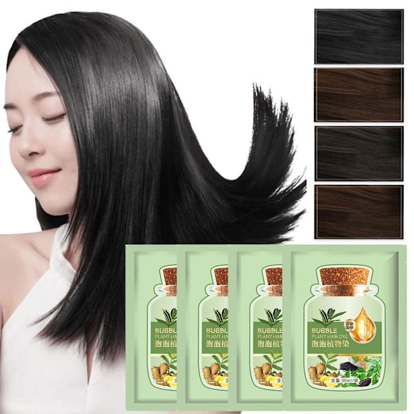 30 ml Naturlig Växtbaserad Hårfärg, Rent Växtbaserat Extrakt För Grått Hår❀. Bubbla Y9T4 coffee 30ml