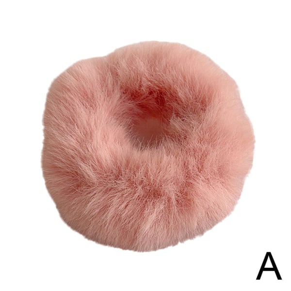 Dam Tjej Fluffig fuskpäls Furry Scrunchie Elastiska Hårringar Ro peach one-size