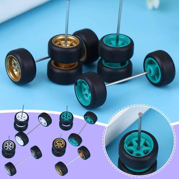 Anpassade Alloy 1:64-ekrar, hjul och däck, Real Riders-gummi för Hot Wheels W6F3 golden onesize