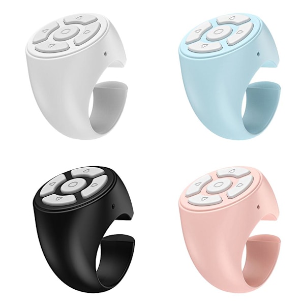 Fingertopps Trådlös Bluetooth Fjärrkontroll, Kreativ Fjärrkontroll Scrollring, Trådlös Kamera Fjärrutlösare, Video Fjärrkontroll App Sida Vänd black one-size 2pcs