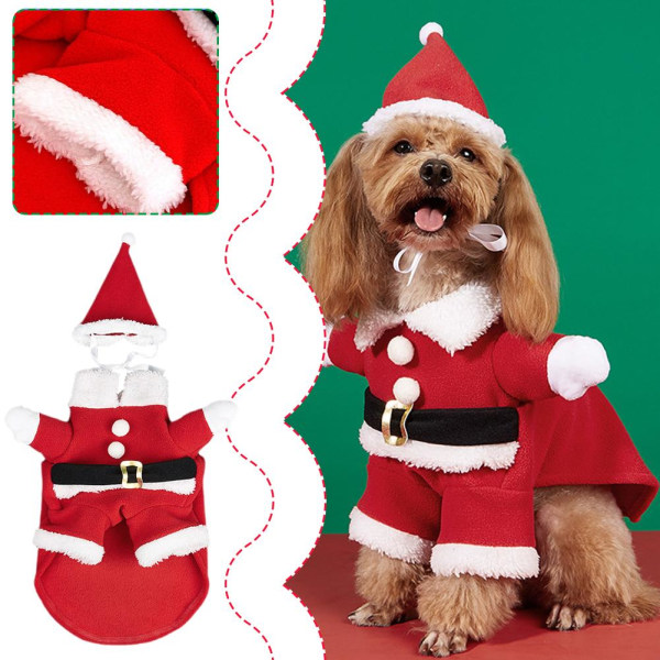 Julhundsdräkt Jultomte Husdjurskläder Jultomtehund Cosplay redB M