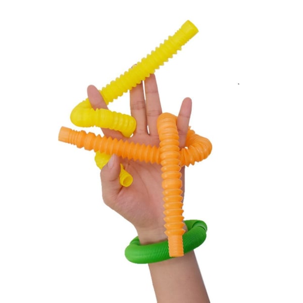 DIY Pop Tube Teleskopbälg Sensory Fidget Toy Children Deco yellow 19