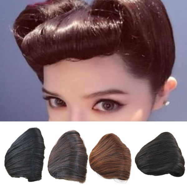 Retro frisyr Rolled Bangs Peruker Raka lugg Peruk Pieces Slan black brown 1pcs