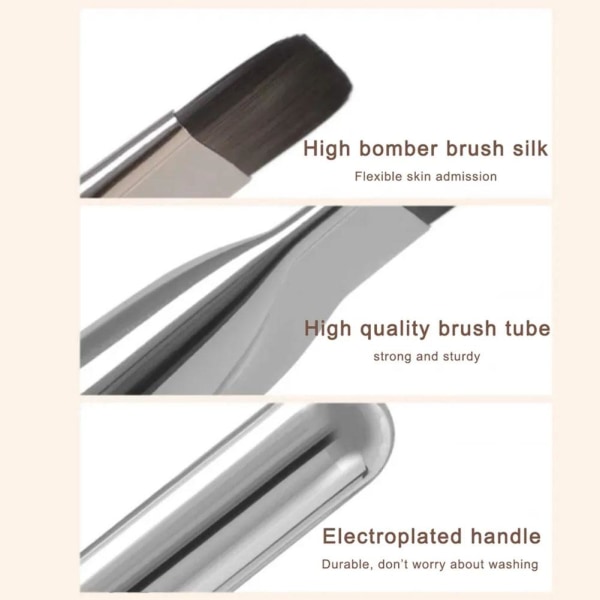 Ultratunn Foundation Concealer Makeup Brush Face Contour Brush sliverB rubber handle