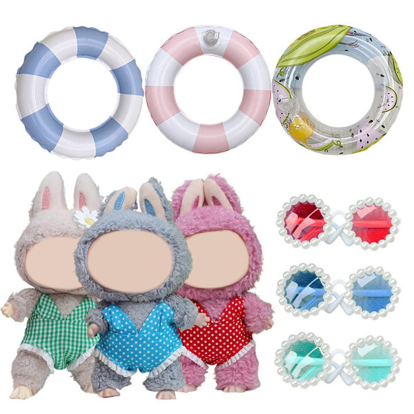 Dockkläder Outfit Tillbehör För Ropa Labubu 17cm bomulls docka Baddräkt H1D9 red glasses no doll