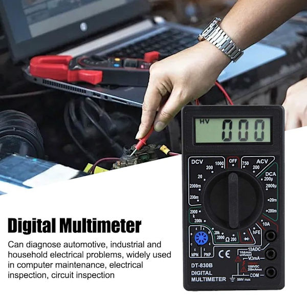 DM850 Digital Multimeter Handhållen Voltmeter LCD Digital Tester Elektrisk N8J1 Spänningsmätare Portabelt Verktyg Universell