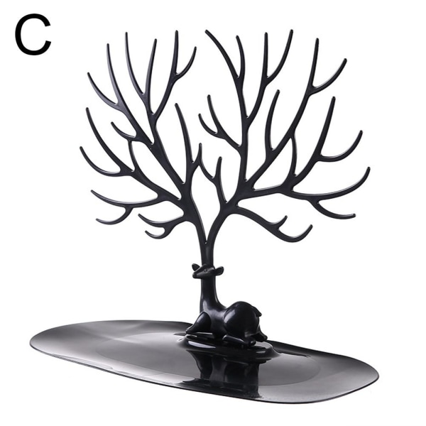 Bird Tree Key Holder Smyckesförvaringsställ Desktopförvaringsställ C Black antler design 1PC