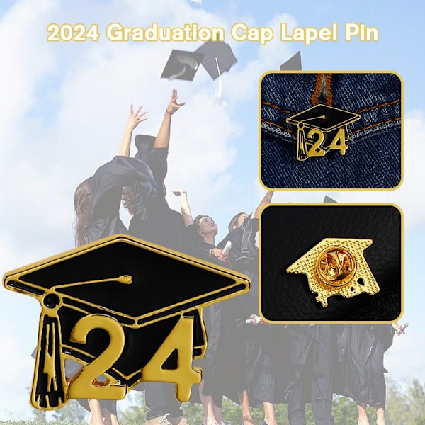 Examenmössa Lapel Nål 2024, Examenmössa Emalj Lapel Nål BlackA ONE-SIZE 2pcs