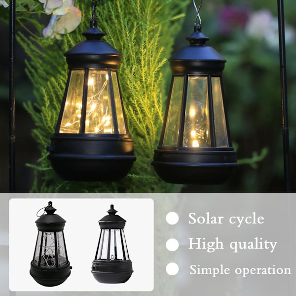 Solcells-drivna LED-lykta - Vattentät lampa - Hängande utomhus A One-size