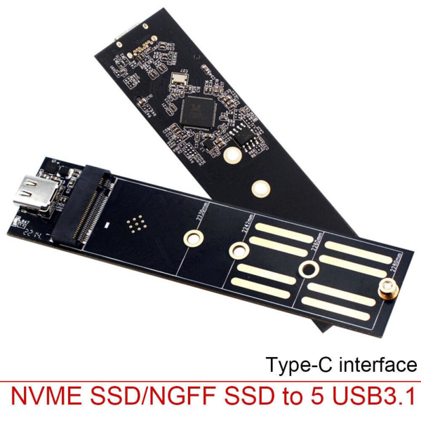 M.2 till USB 3.1 Typ C omvandlarkort SATA/NVME för 2230 2240 22 9210 NVme
