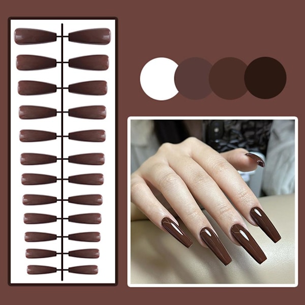 Manikyr Enfärgad Falska Naglar Lång Nagel Konstgjord Nagel Falska Trapetsformade Konstnaglar P4r3 style 6 1set